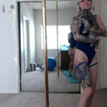 Sara X Mills Blue Leotard Workout Video